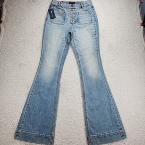 Ramy Brook Cindy Jeans Womens 27 Light Wash High Rise Flare Denim Button Fly NEW